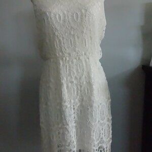 White Sleeveless Crochet Summer Dress Size 16, NWT